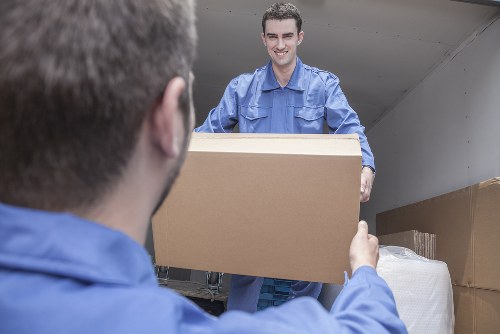 Removal team assessing safety measures before a move