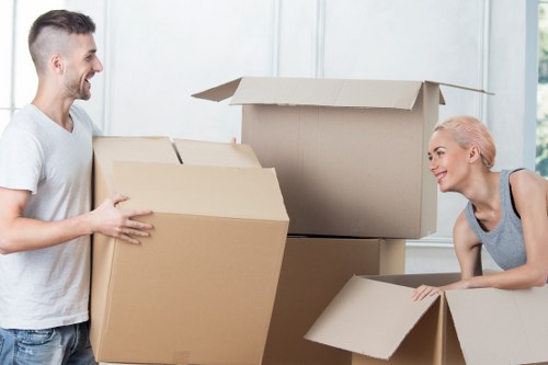 Carefully labelled moving boxes prepared by packing services in Bromley
