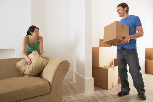 Packed boxes prepared for student removals in Bromley